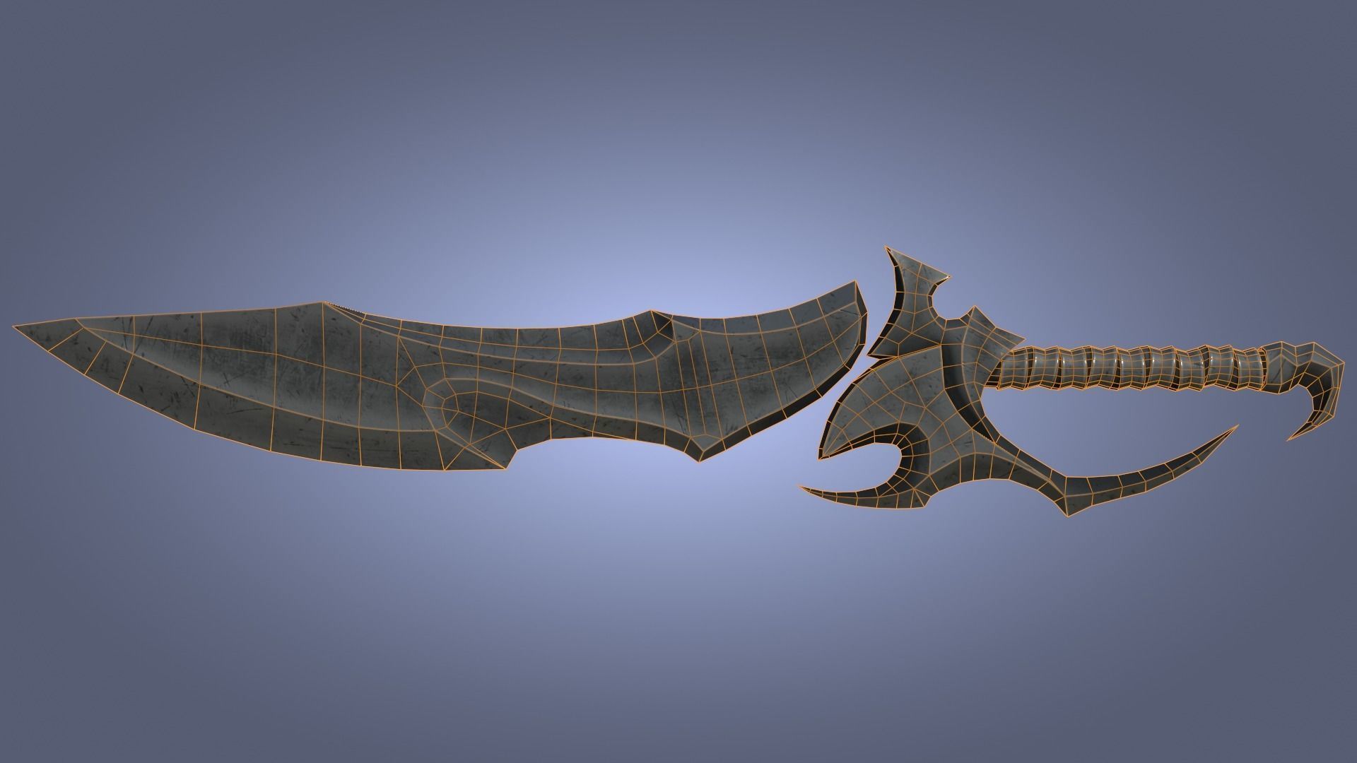 Stylized Fantasy Sword for Games Engine Bladed Melee Weapon Low-poly 3D model_10