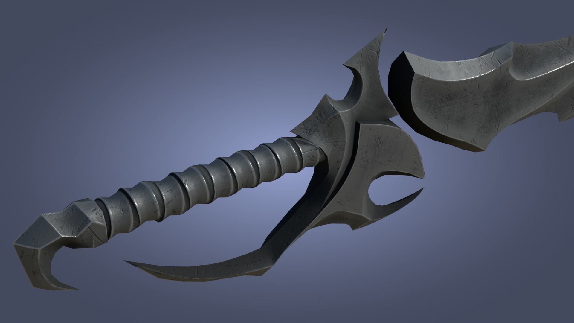 Stylized Fantasy Sword for Games Engine Bladed Melee Weapon Low-poly 3D model_3
