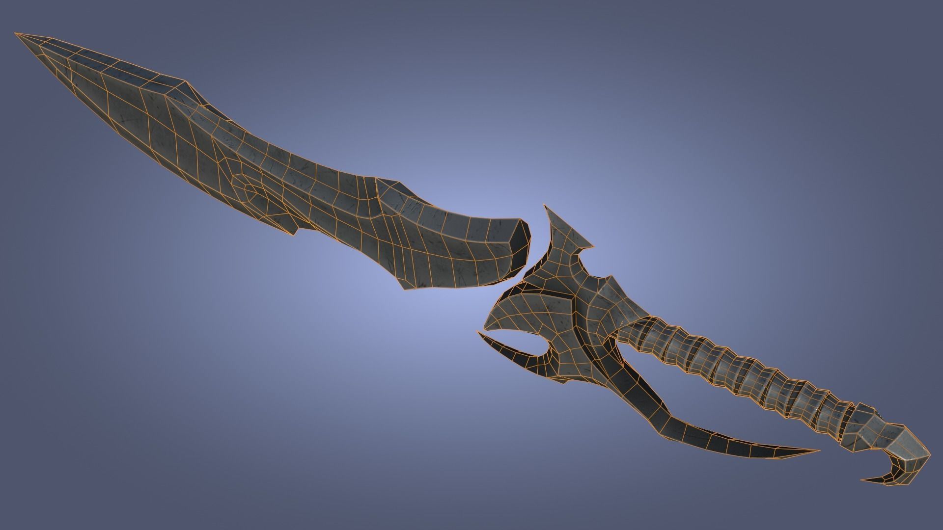 Stylized Fantasy Sword for Games Engine Bladed Melee Weapon Low-poly 3D model_11