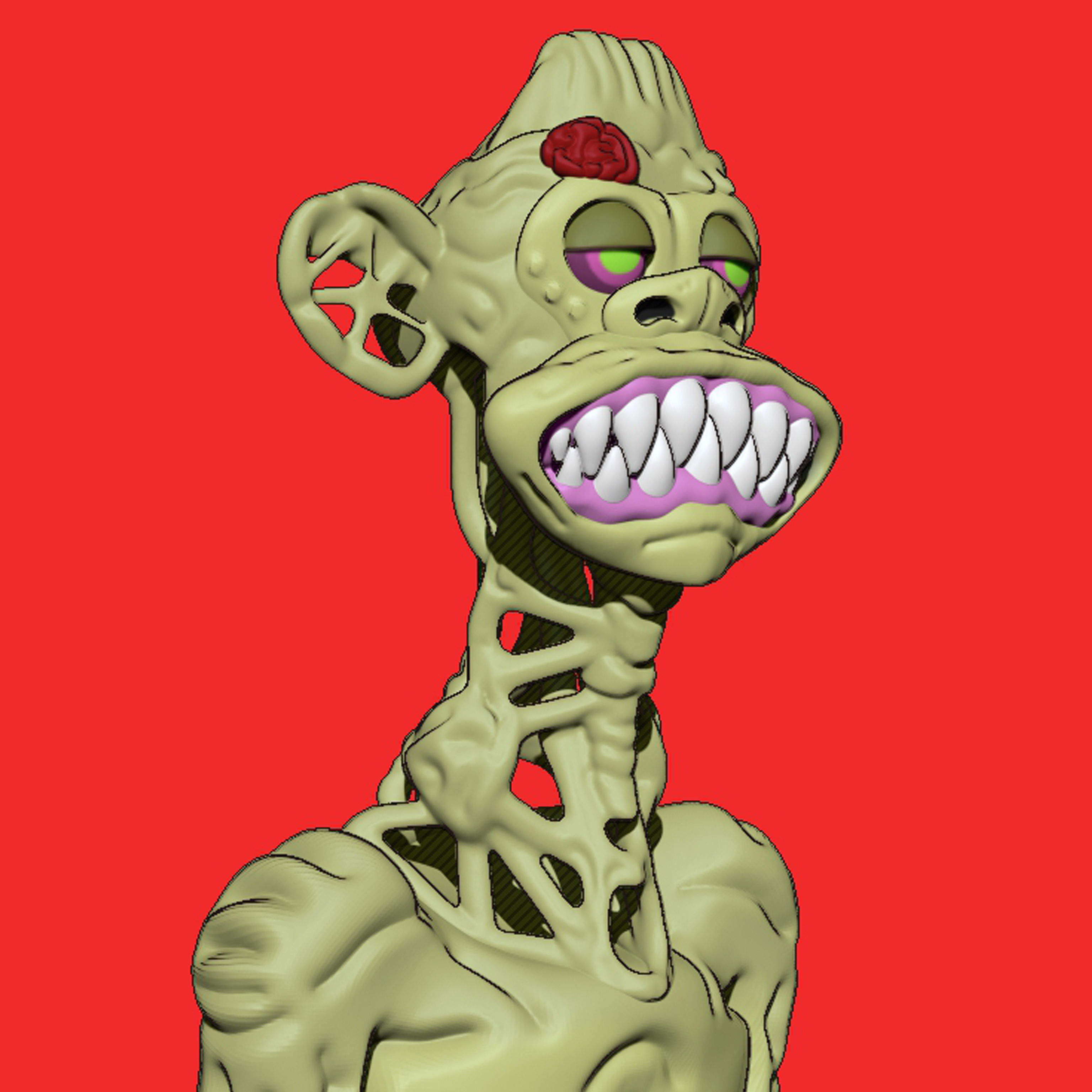 Mutant Ape Bust 3 3D print model_1