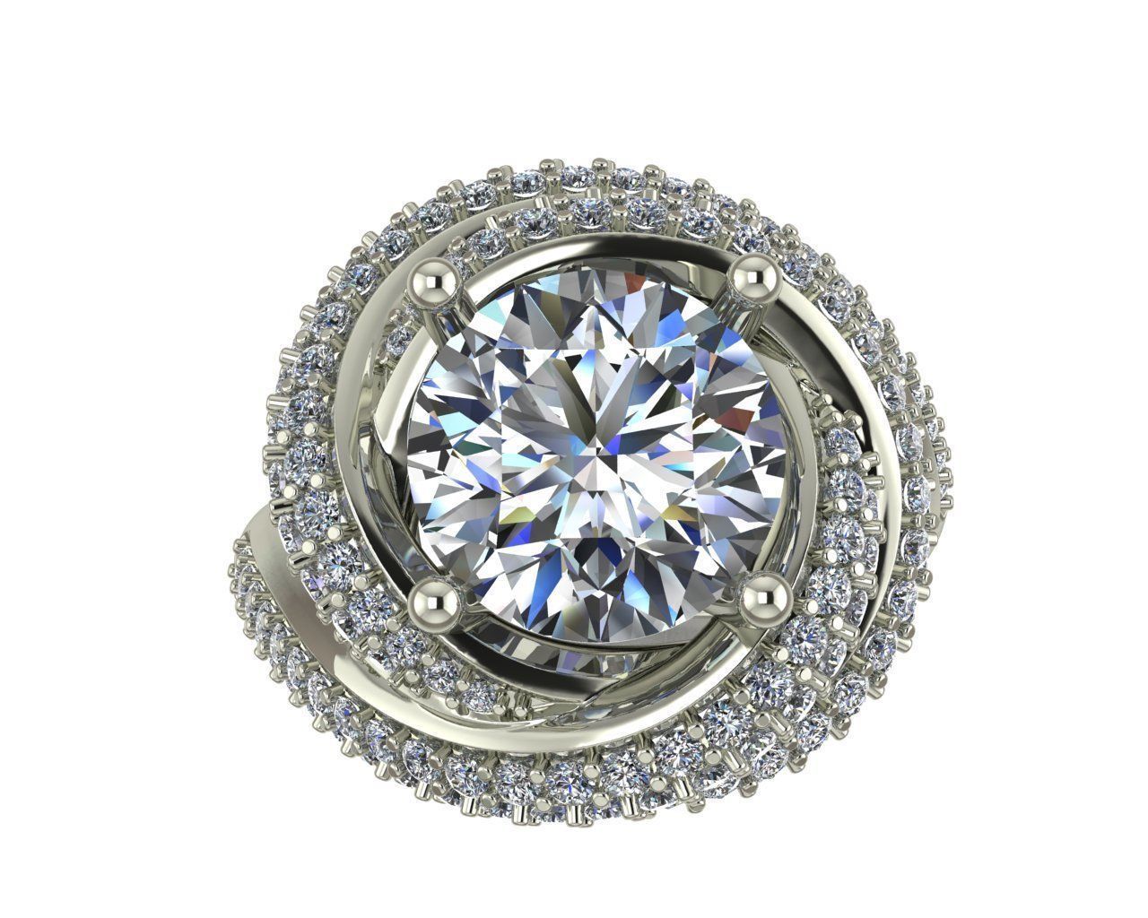 Ring with stones 3D print model_2