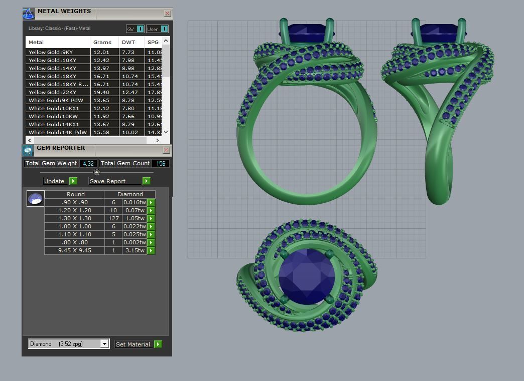 Ring with stones 3D print model_3