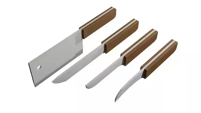 Low-Poly Knives Set knife 3D model