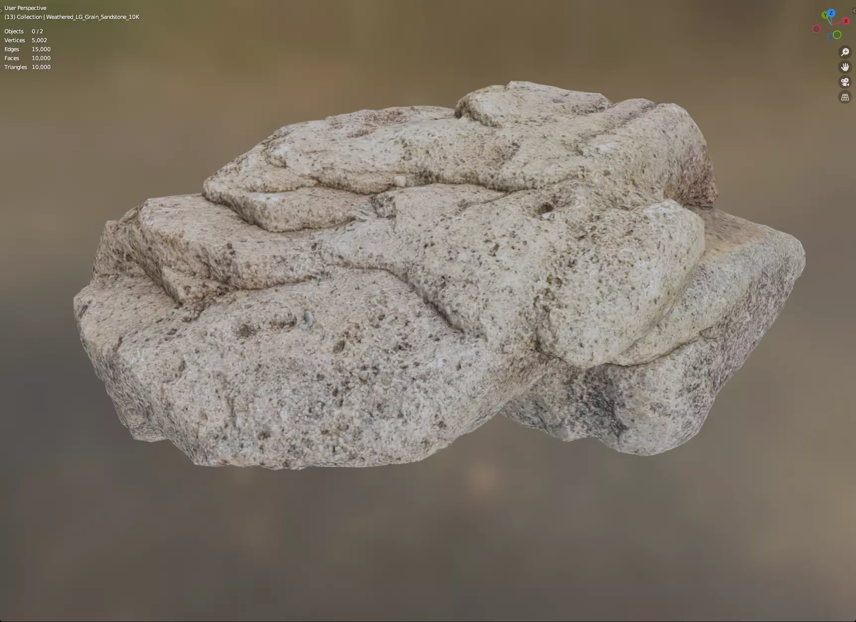Large Grained Sandstone - 8K Textures - 7 Mesh Resolutions Low-poly 3D model_0