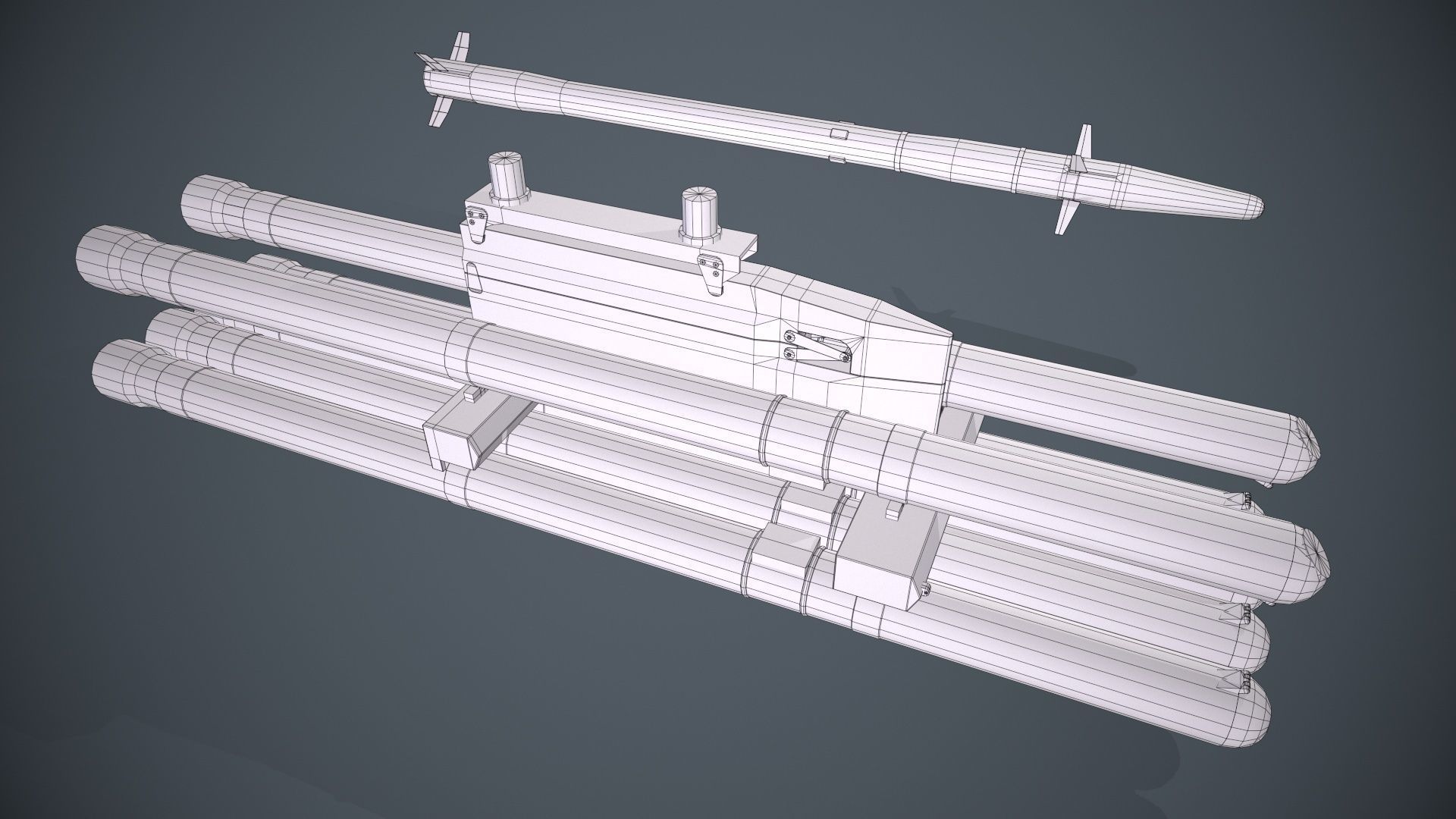 9K121 Scallion Rocket Launcher Low-poly 3D model_14