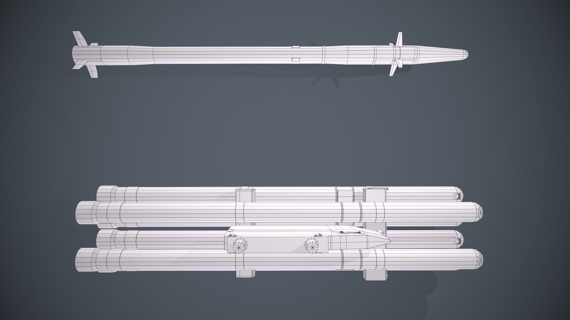 9K121 Scallion Rocket Launcher Low-poly 3D model_16