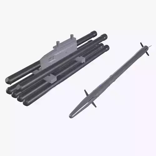 9K121 Scallion Rocket Launcher Low-poly 3D model