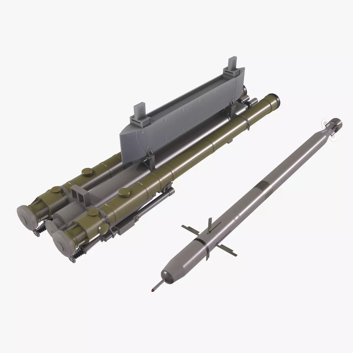 9K38 Igla Rocket Launcher Low-poly 3D model_0