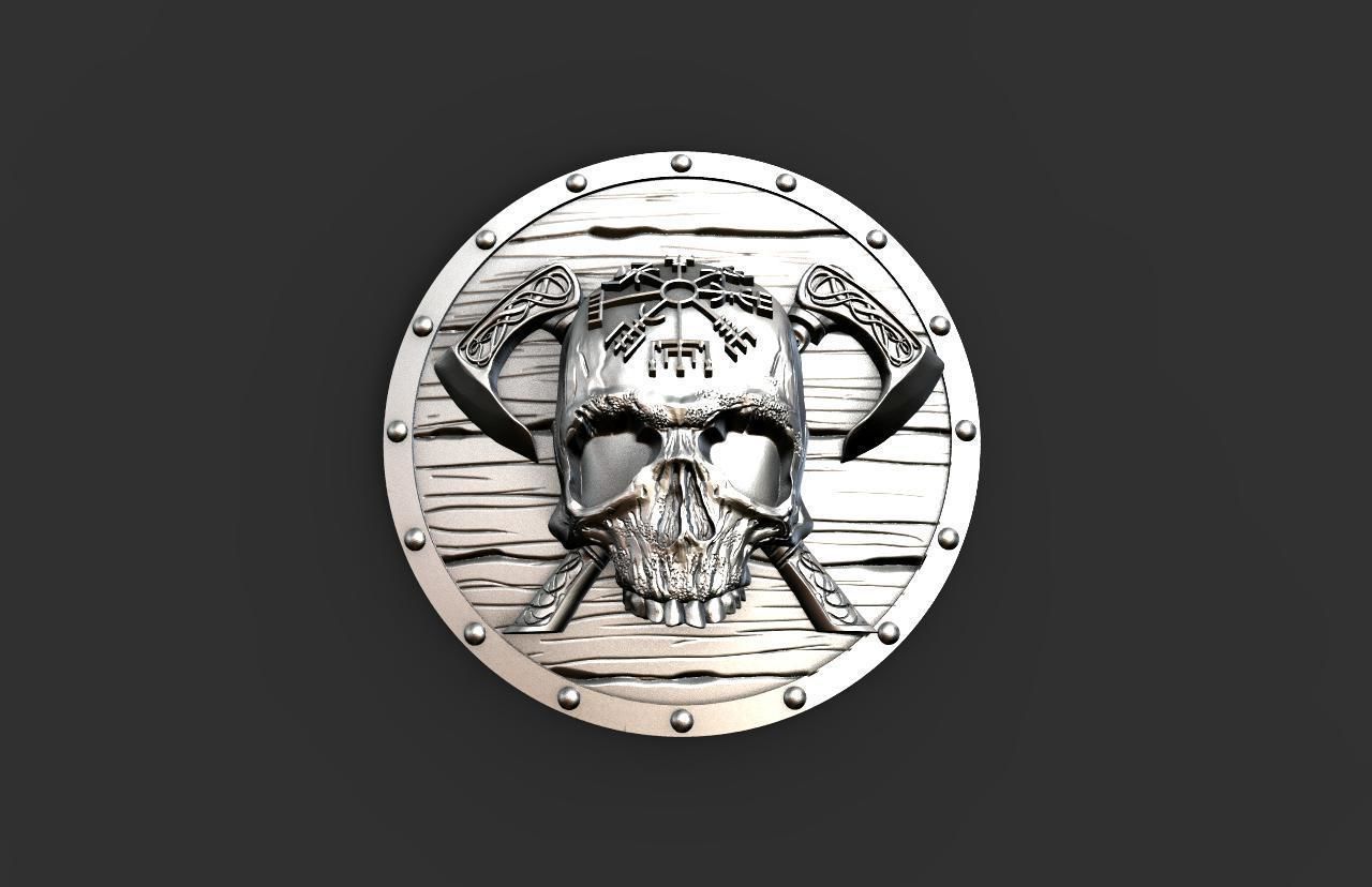 Viking skull pendant 3D print model_4