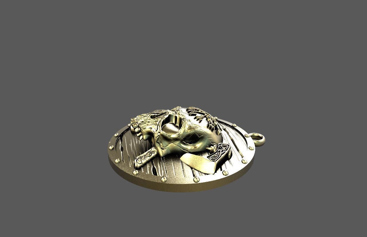 Viking skull pendant 3D print model_2