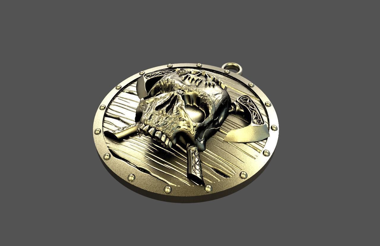 Viking skull pendant 3D print model_1