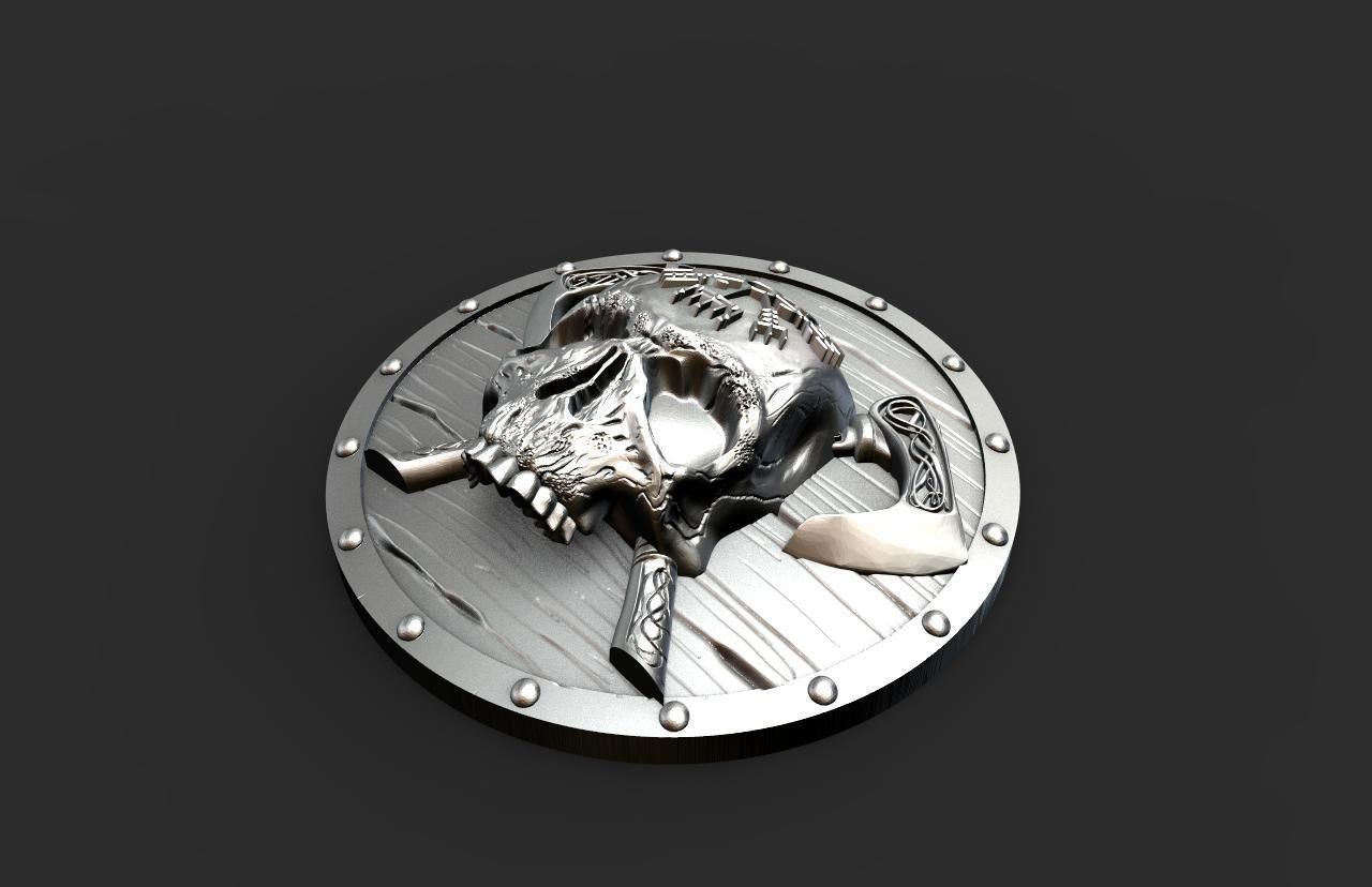 Viking skull pendant 3D print model_5