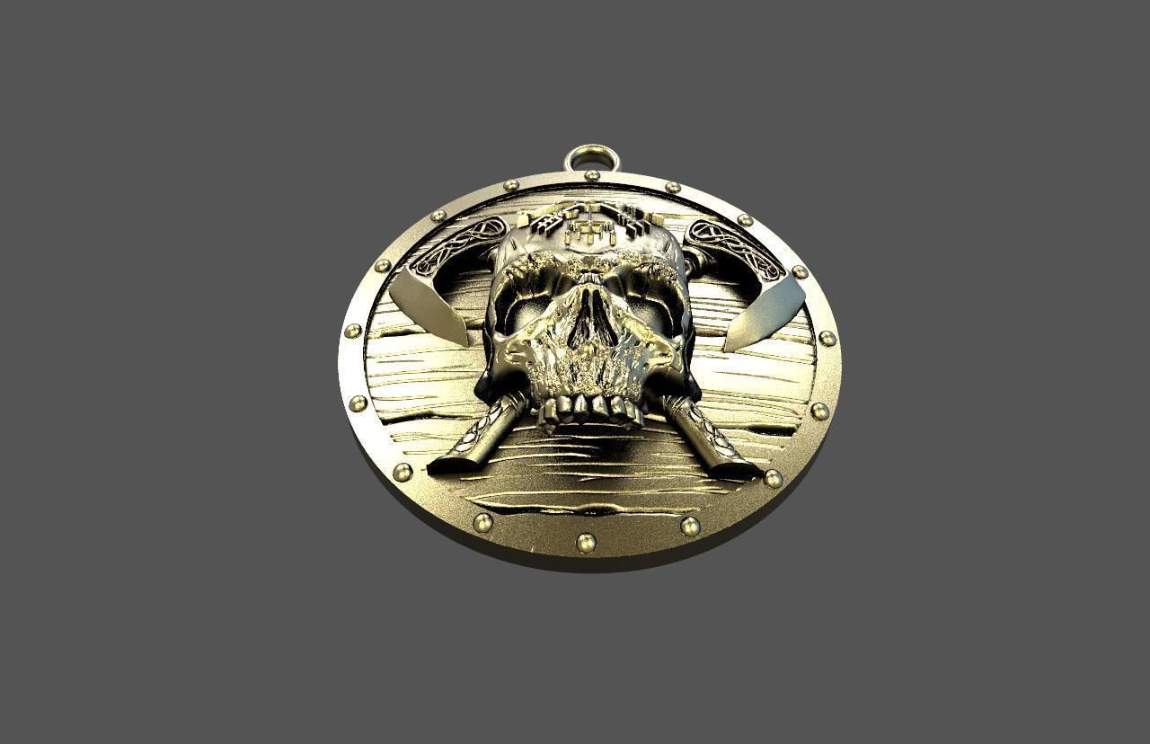Viking skull pendant 3D print model_3