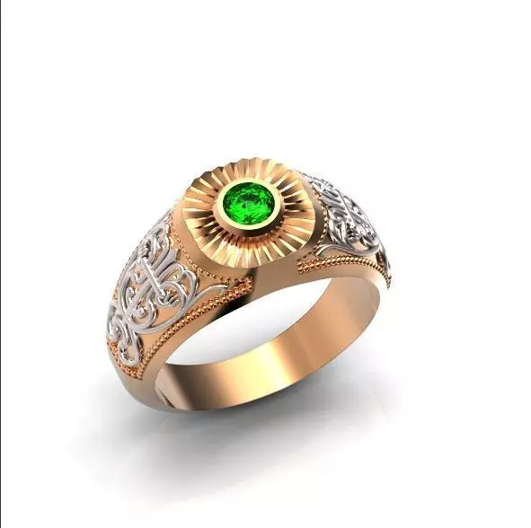 stylish man signet ring combined gold 429 3D print model