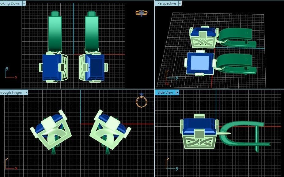 stylish earrings with stone 3D print model_4