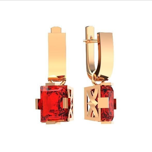 stylish earrings with stone 3D print model_24