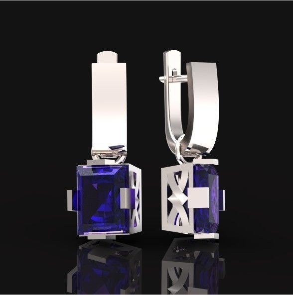 stylish earrings with stone 3D print model_47