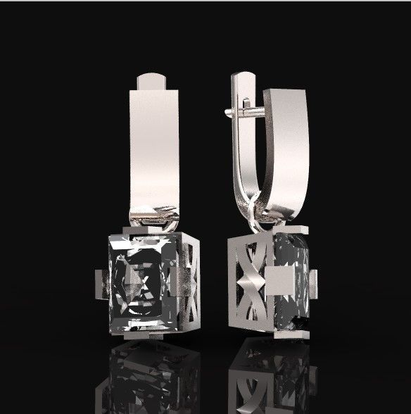 stylish earrings with stone 3D print model_30