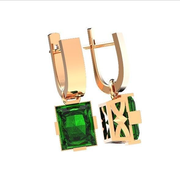 stylish earrings with stone 3D print model_36