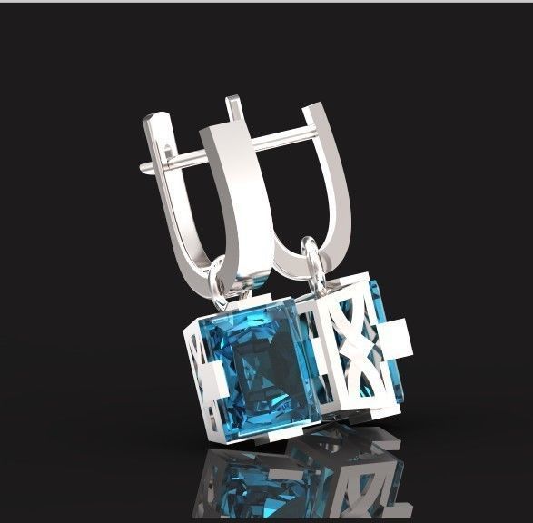stylish earrings with stone 3D print model_40
