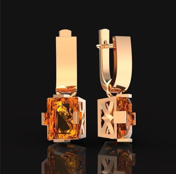 stylish earrings with stone 3D print model_28