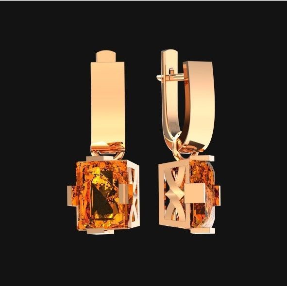 stylish earrings with stone 3D print model_32