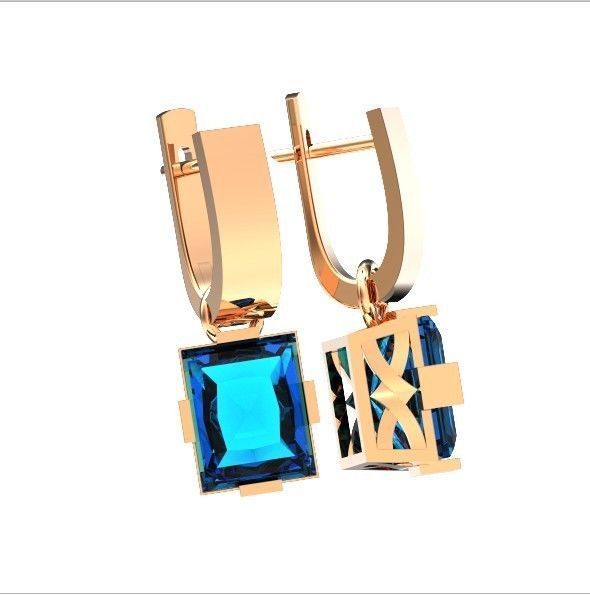 stylish earrings with stone 3D print model_34