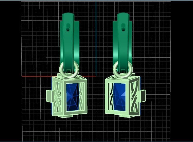 stylish earrings with stone 3D print model_9