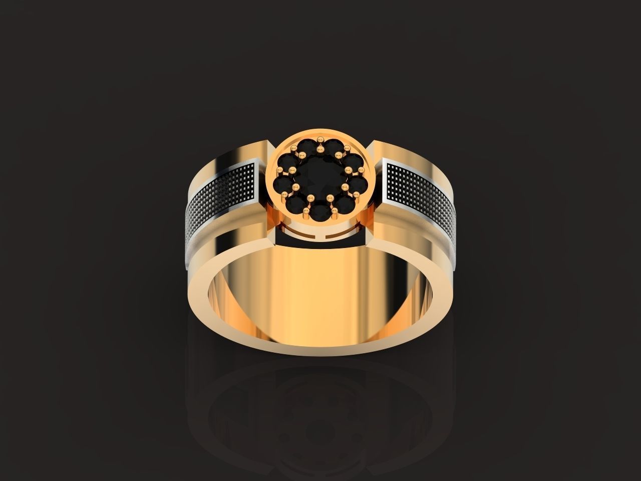 man ring with diamonds 3D print model_18