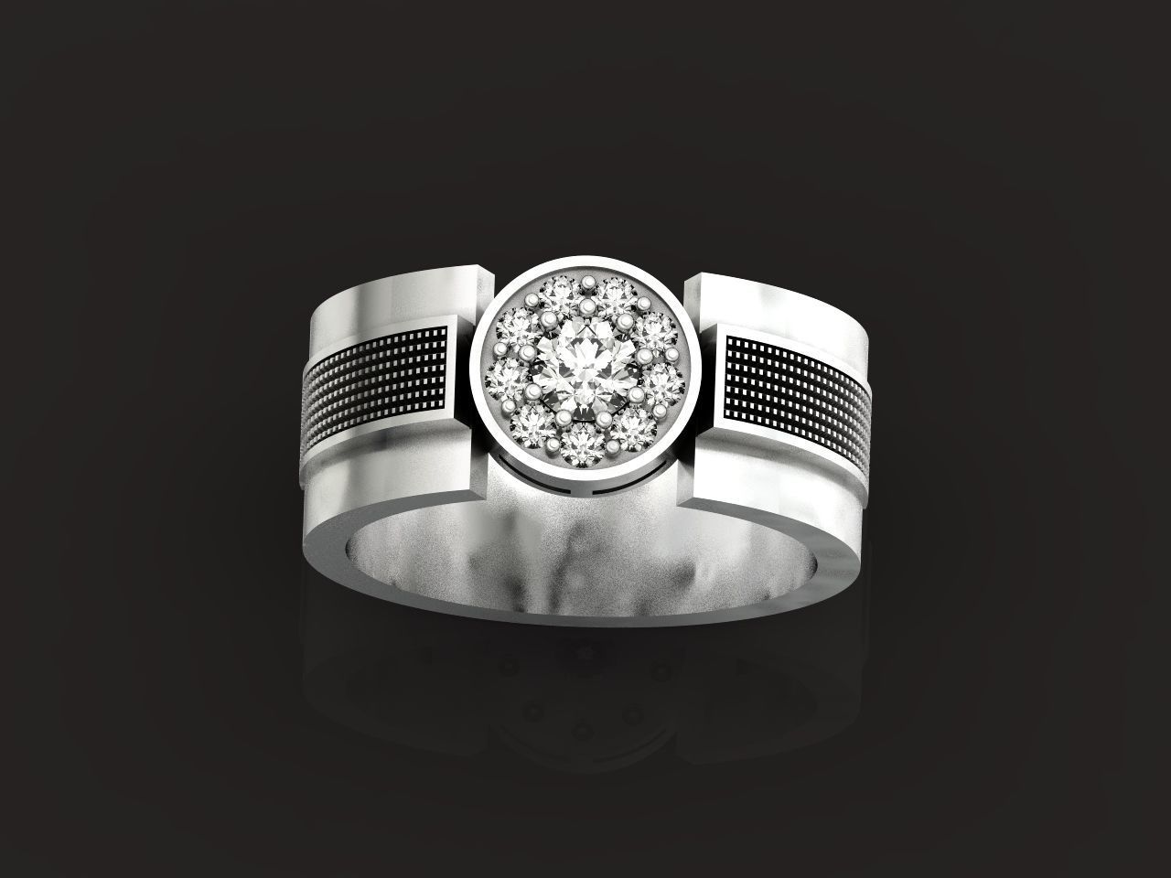 man ring with diamonds 3D print model_24