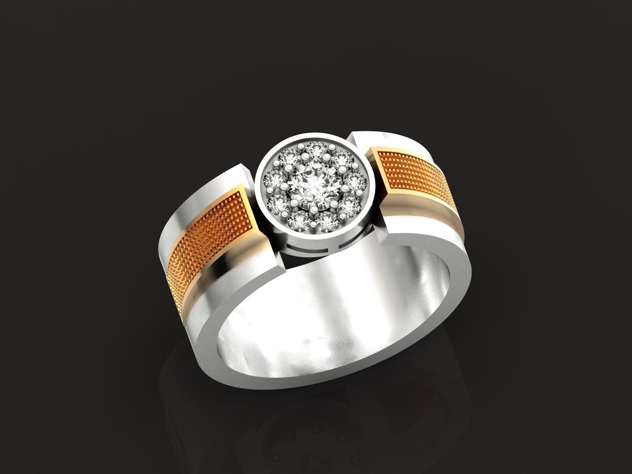 man ring with diamonds 3D print model_28
