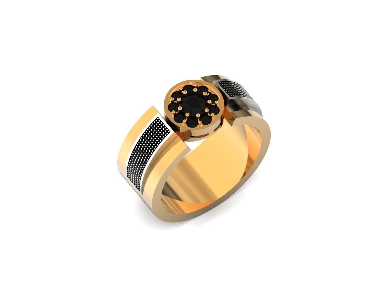 man ring with diamonds 3D print model_16