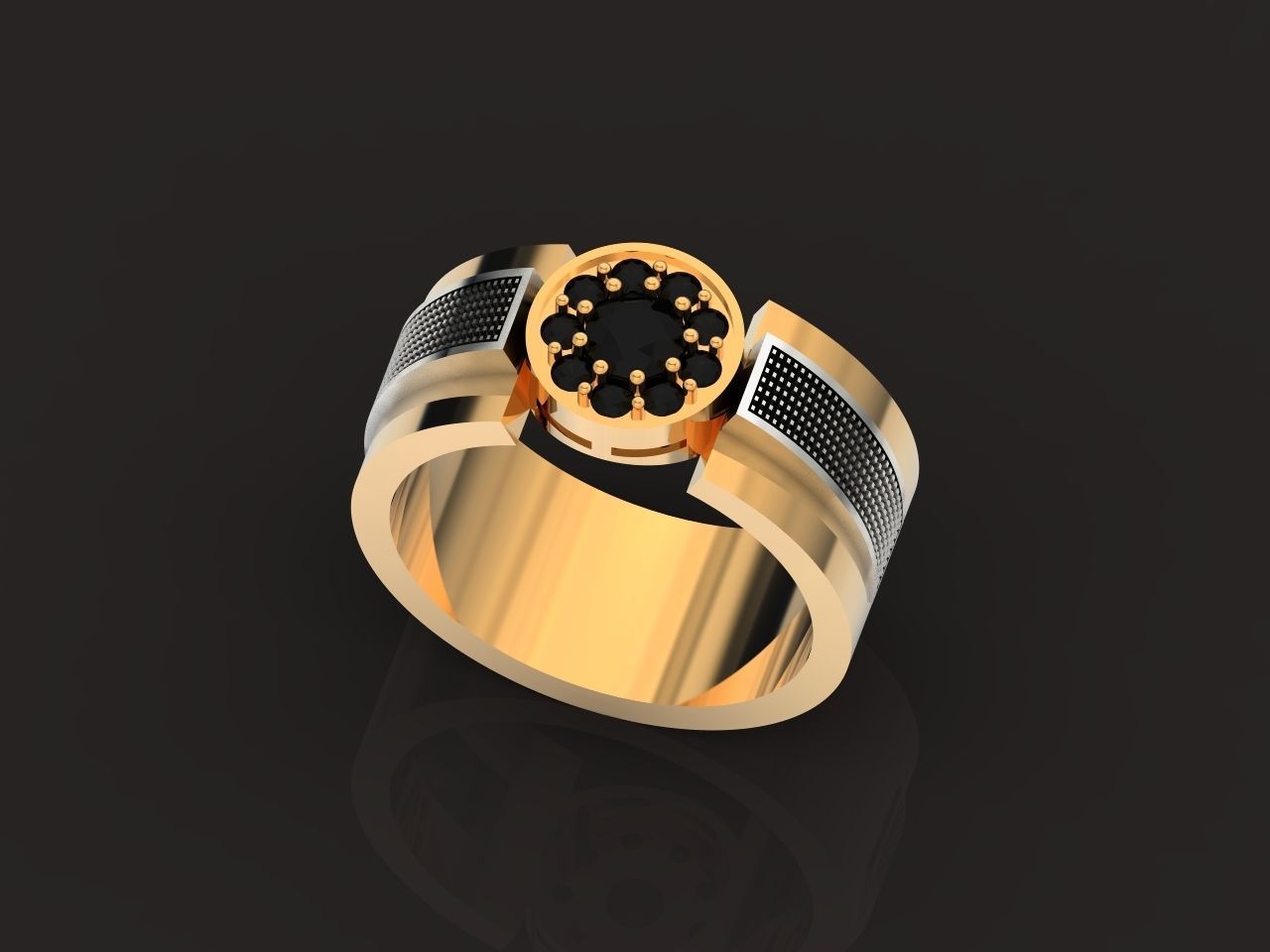 man ring with diamonds 3D print model_19