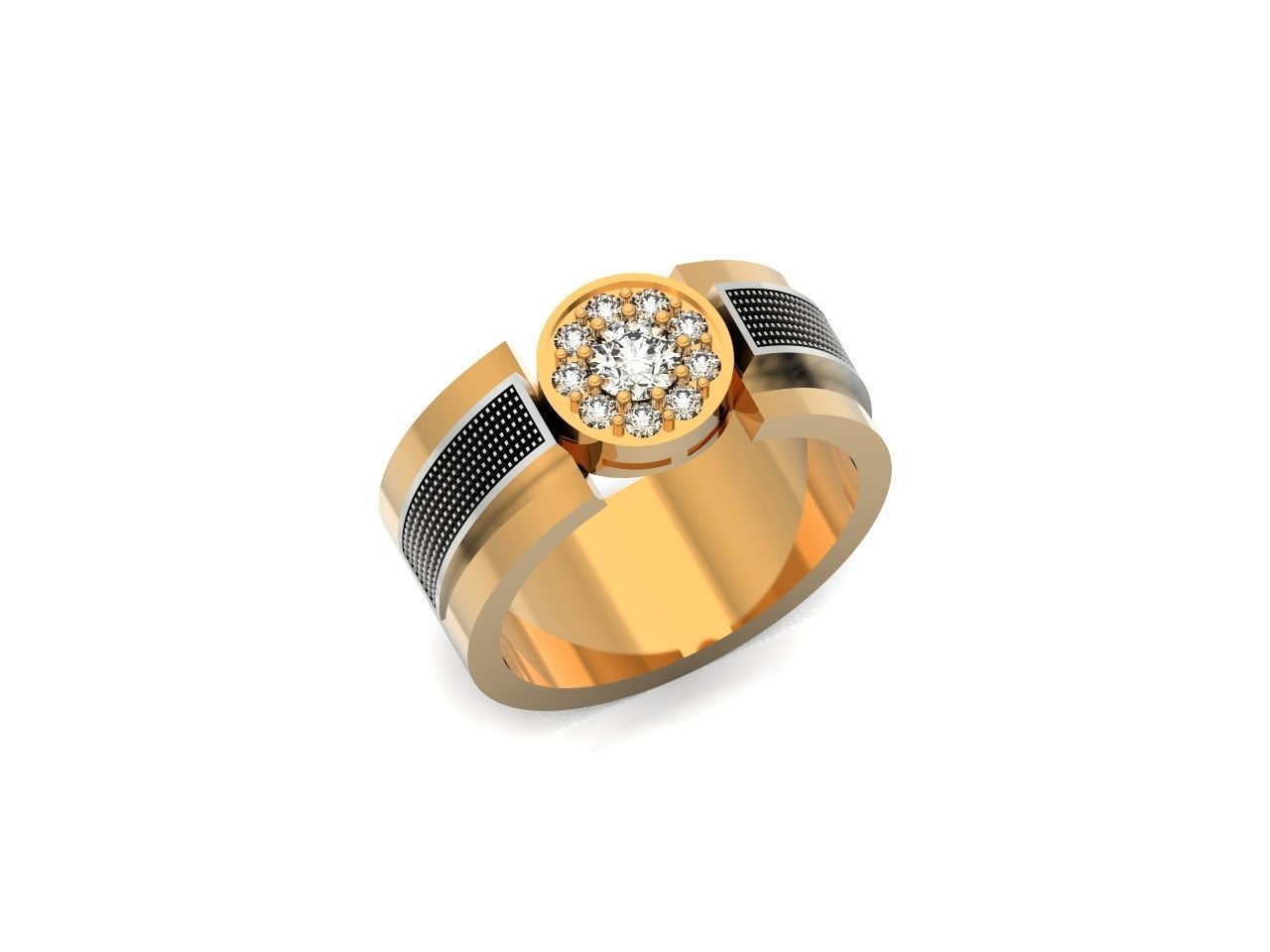 man ring with diamonds 3D print model_11