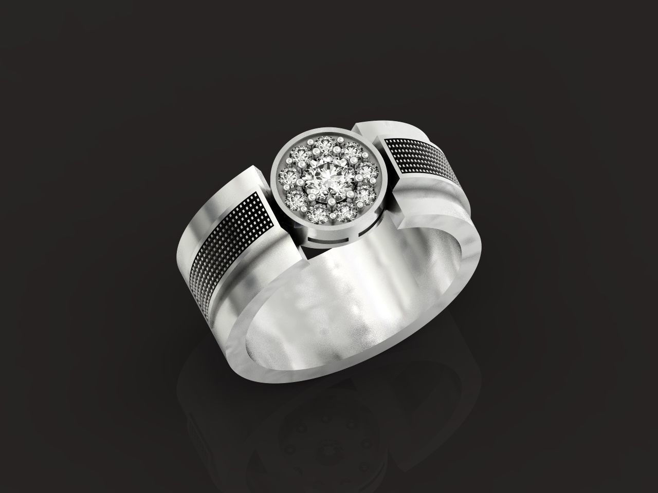 man ring with diamonds 3D print model_23