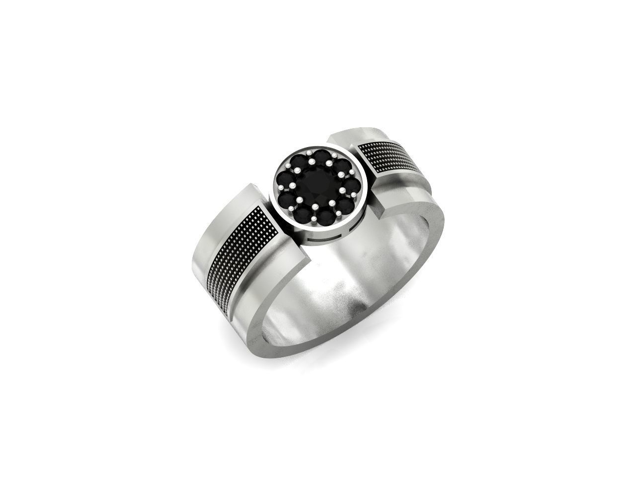 man ring with diamonds 3D print model_14