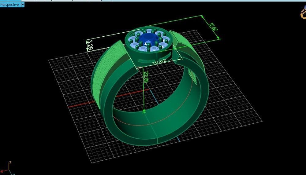 man ring with diamonds 3D print model_31