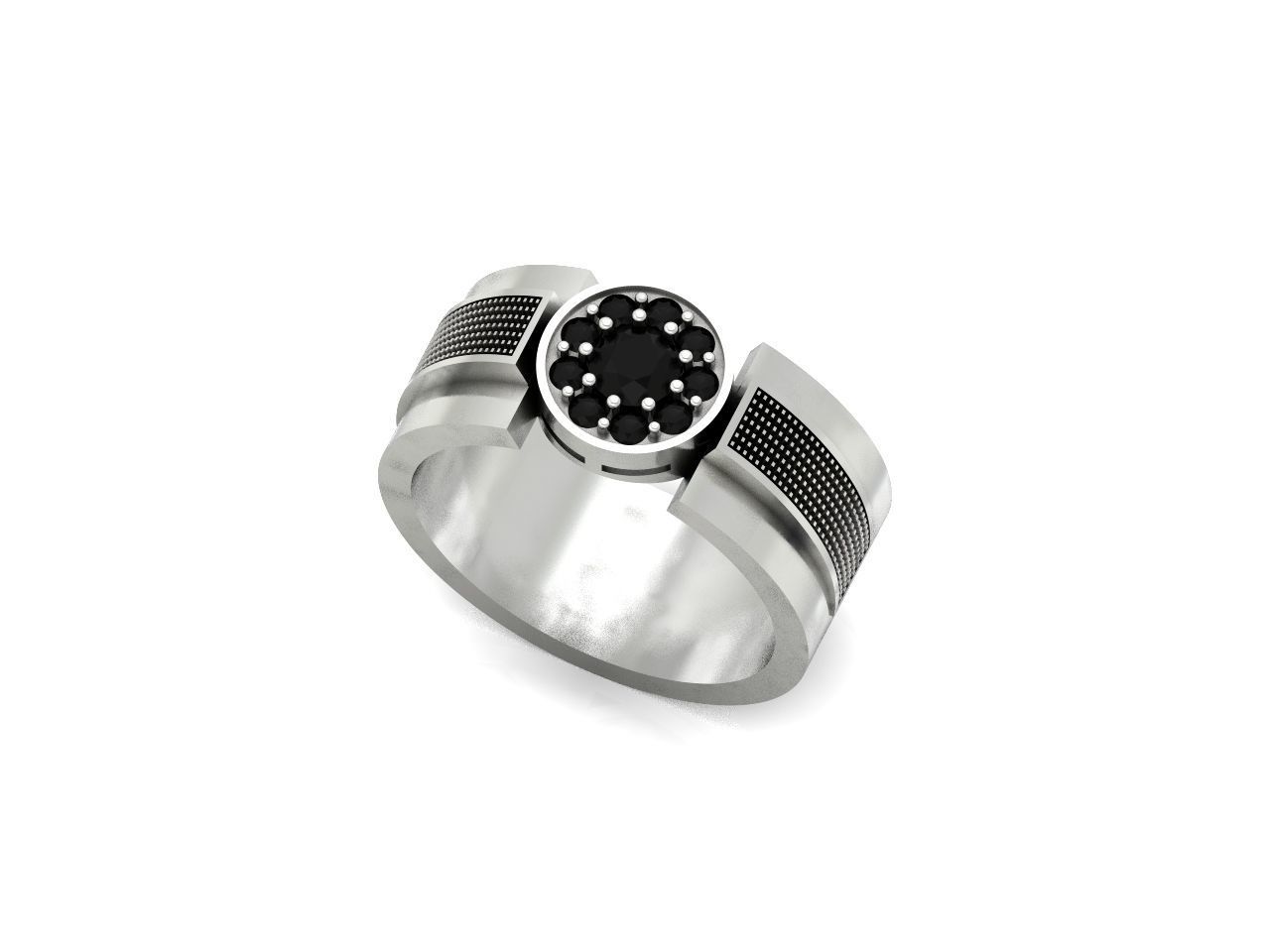 man ring with diamonds 3D print model_13