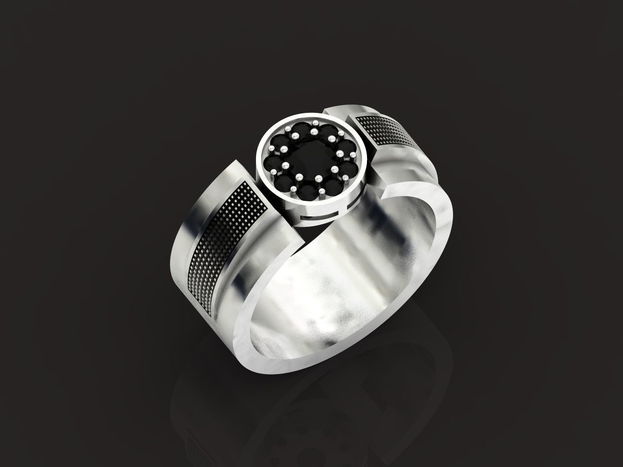 man ring with diamonds 3D print model_20