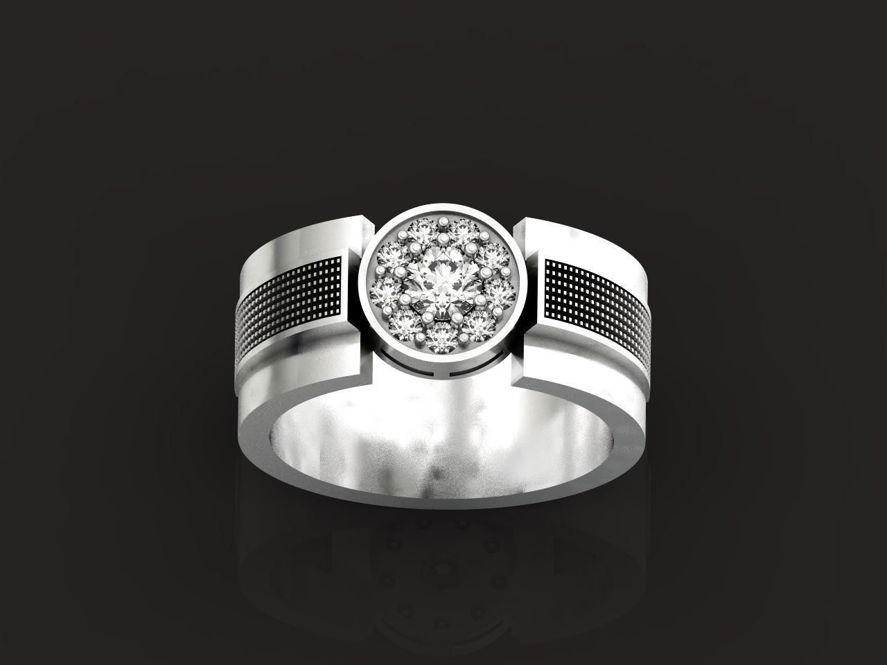 man ring with diamonds 3D print model_25