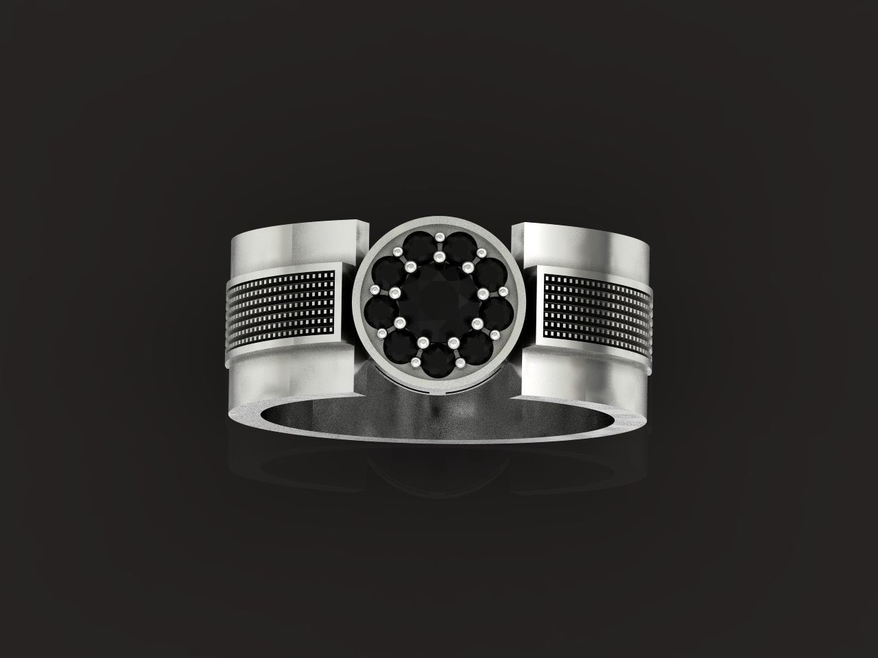 man ring with diamonds 3D print model_21