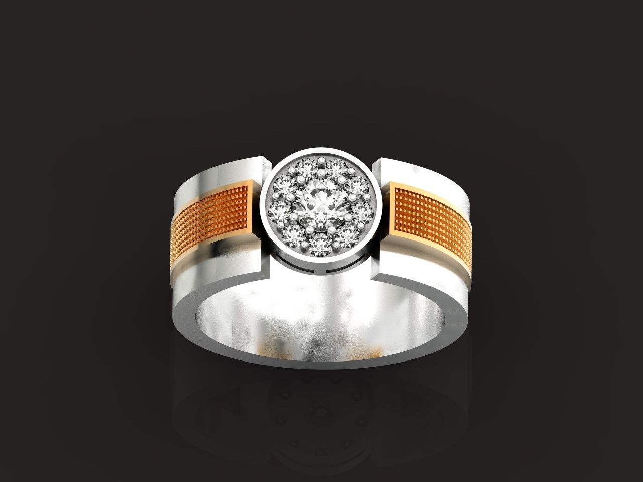 man ring with diamonds 3D print model_26