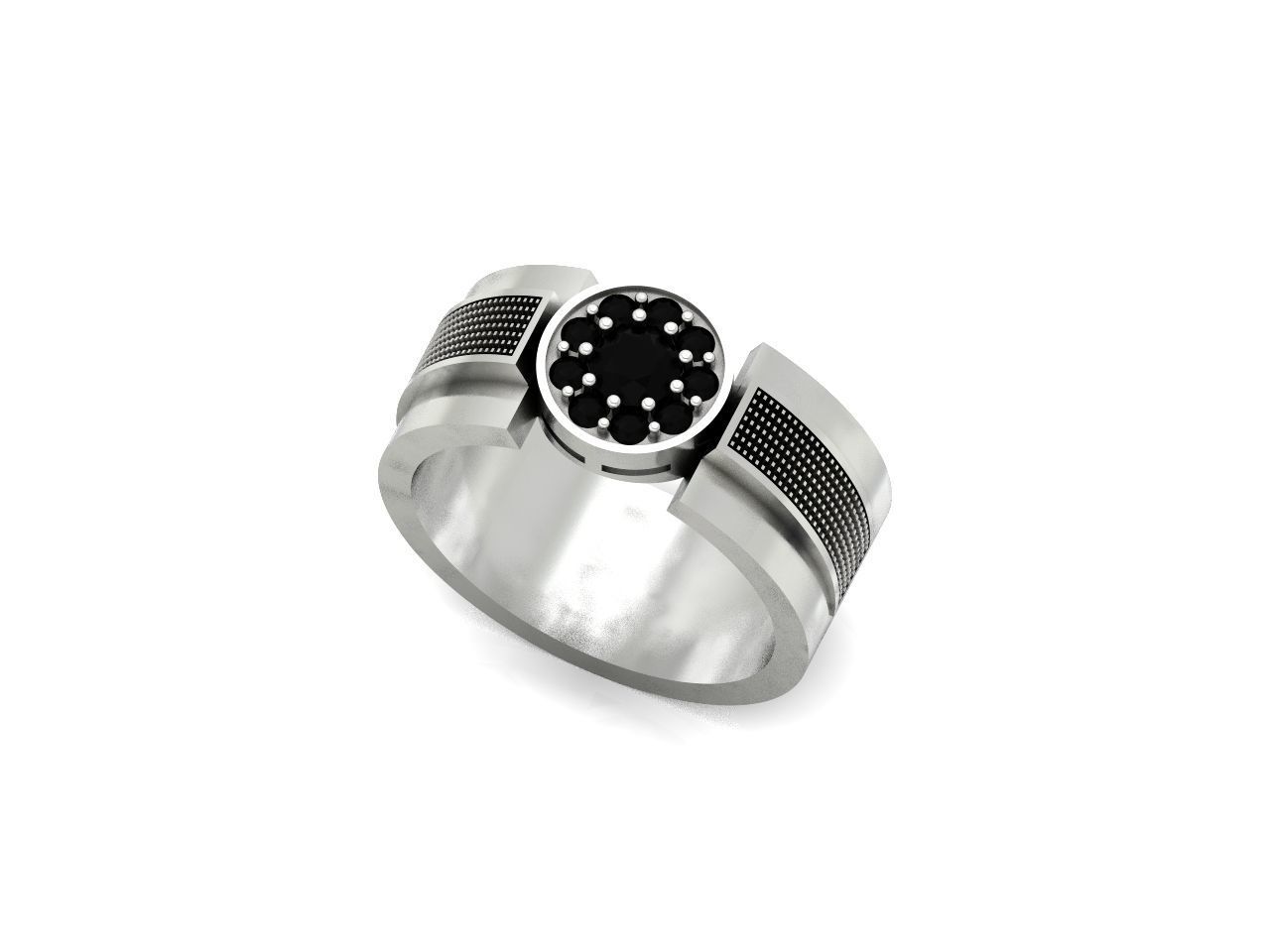 man ring with diamonds 3D print model_12