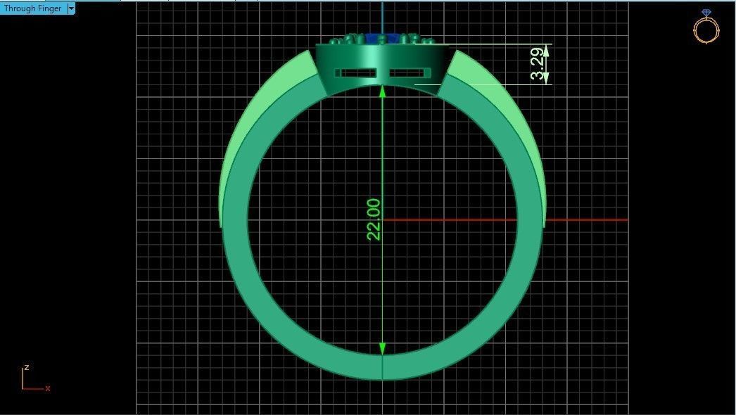 man ring with diamonds 3D print model_3