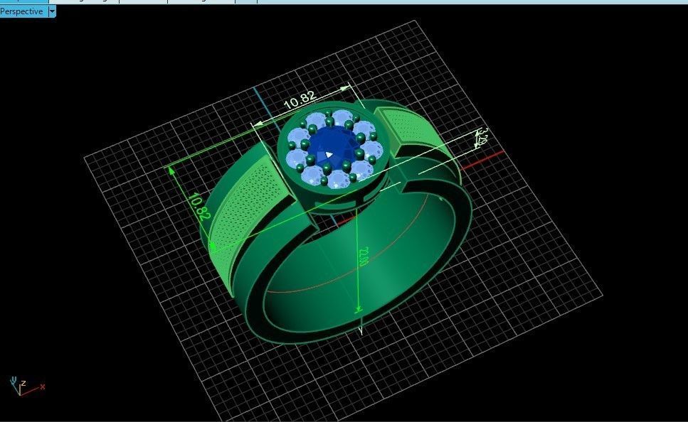 man ring with diamonds 3D print model_32