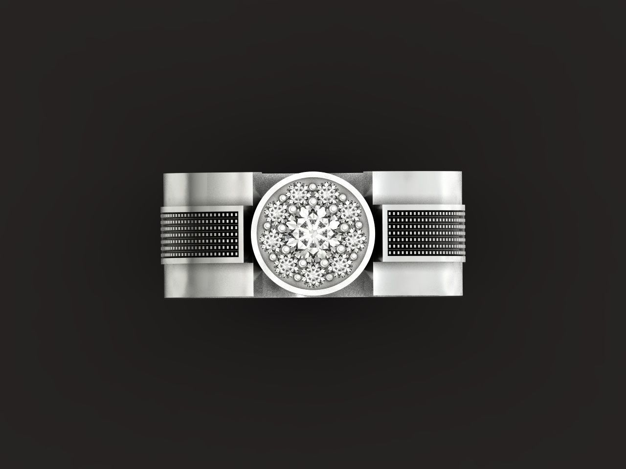 man ring with diamonds 3D print model_8