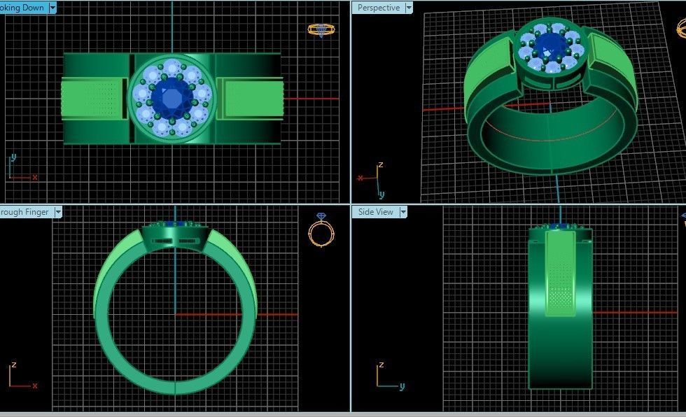 man ring with diamonds 3D print model_7