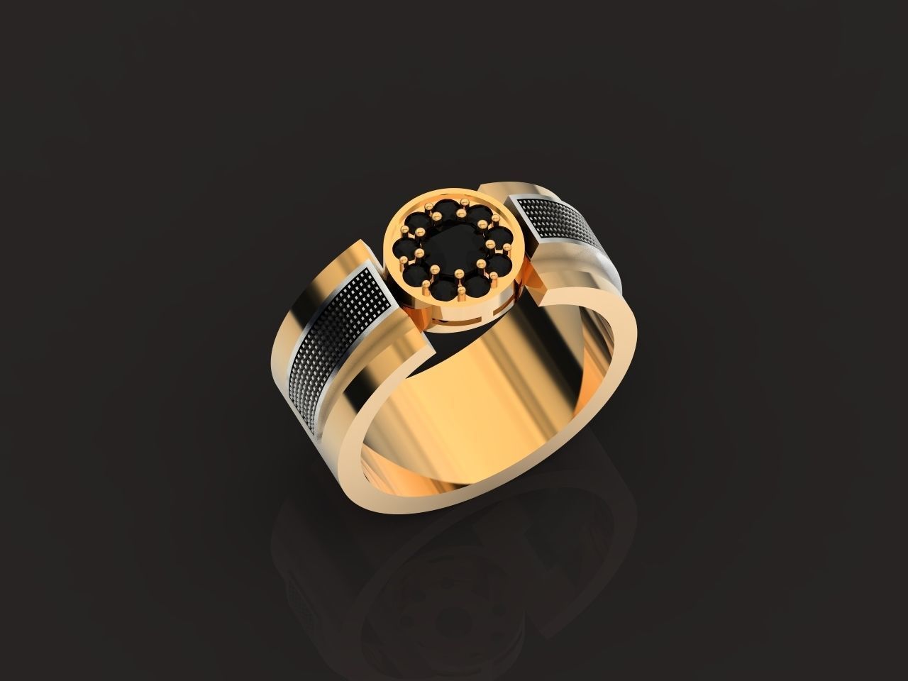 man ring with diamonds 3D print model_17