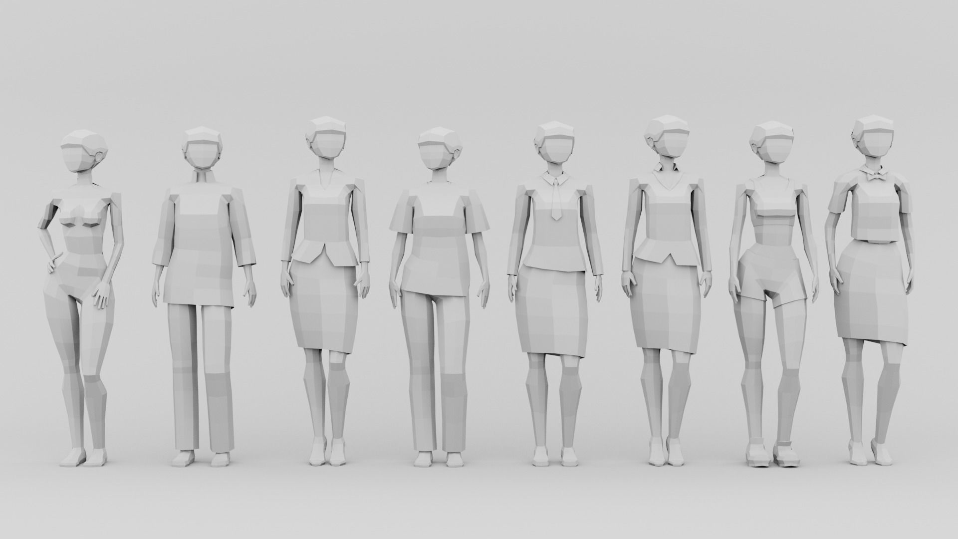 Female Worker Lowpoly Low-poly 3D model_2