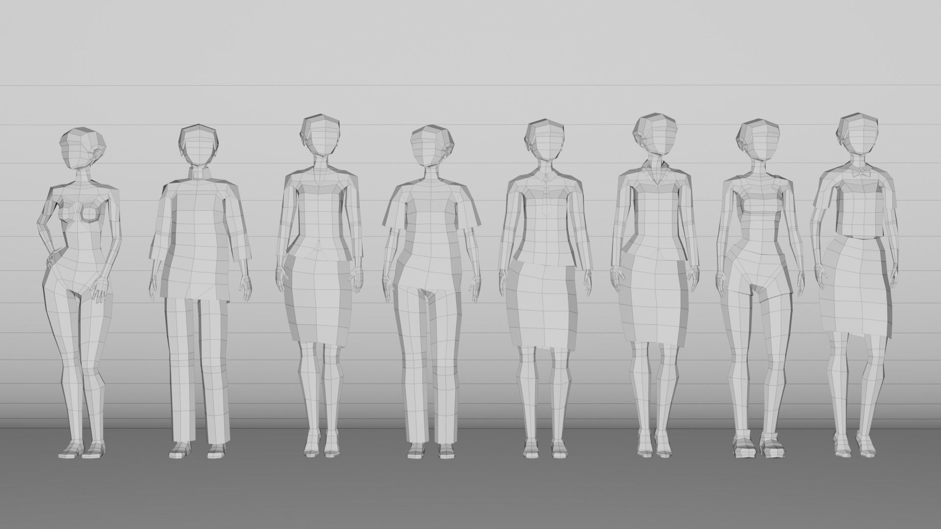 Female Worker Lowpoly Low-poly 3D model_3